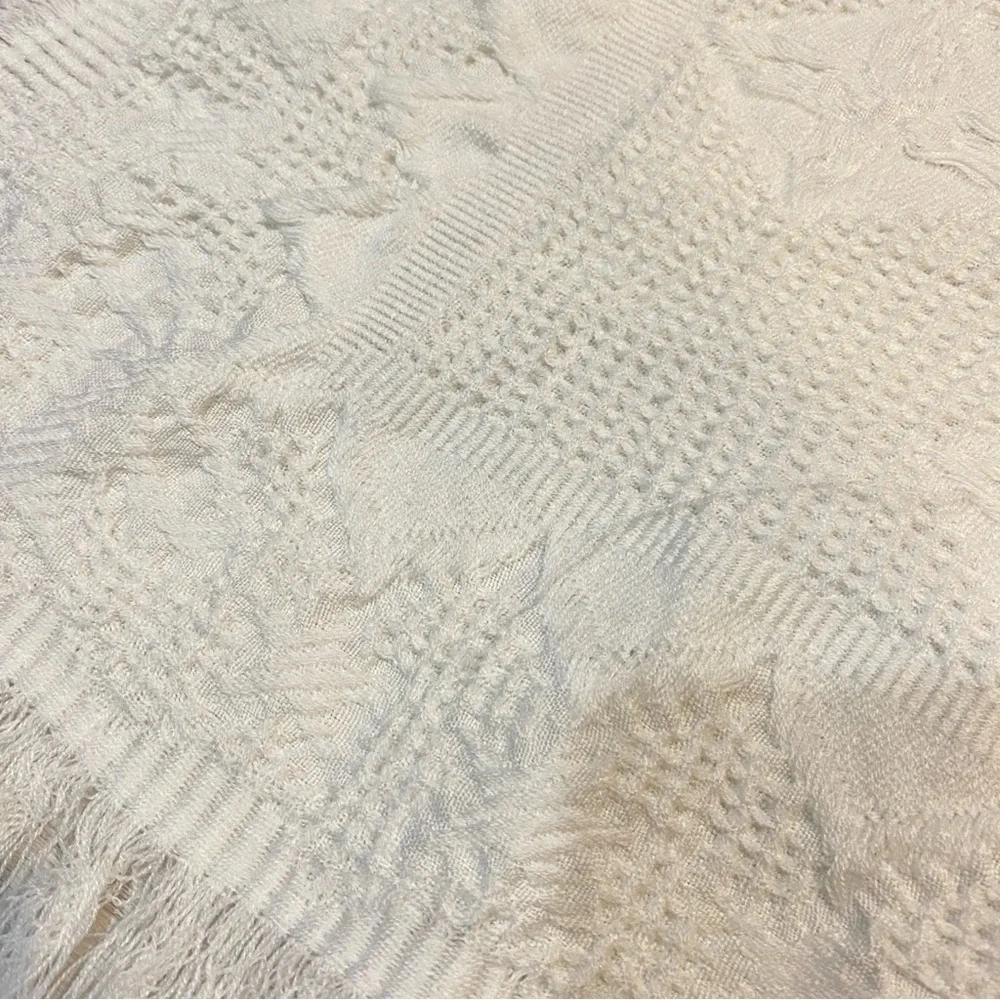 Gorgeous Hand knit White Throw Blanket or Baby Blanket - Square  40in
